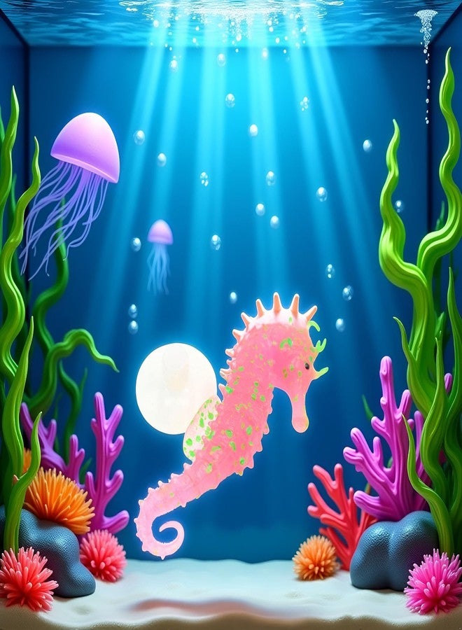 Pxiryanlow Red Aquarium Decor Luminous Artificial Soft Seahorse Hippocampus Fish Tank Ornament Exquisite Popular Aquarium Pipe Decoration Fixed by Invisible Line and Sucker - Image 4
